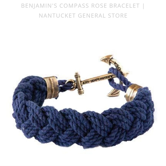 Kiel James Patrick Jewelry - KIEL JAMES PATRICK BENJAMIN'S COMPASS ROSE BRACELET NAVY BLUE ROPE GOLD ANCHOR